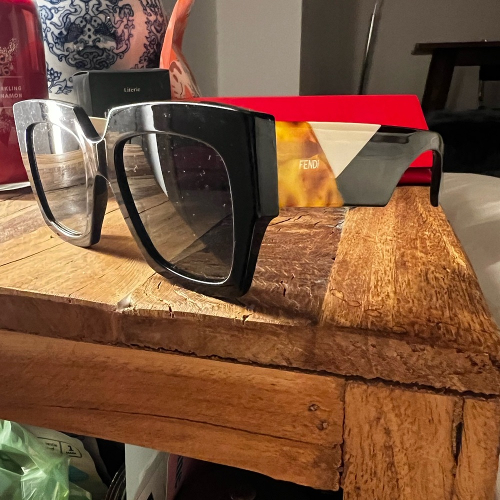 Fendi Black and Tortoise Square Sunglasses